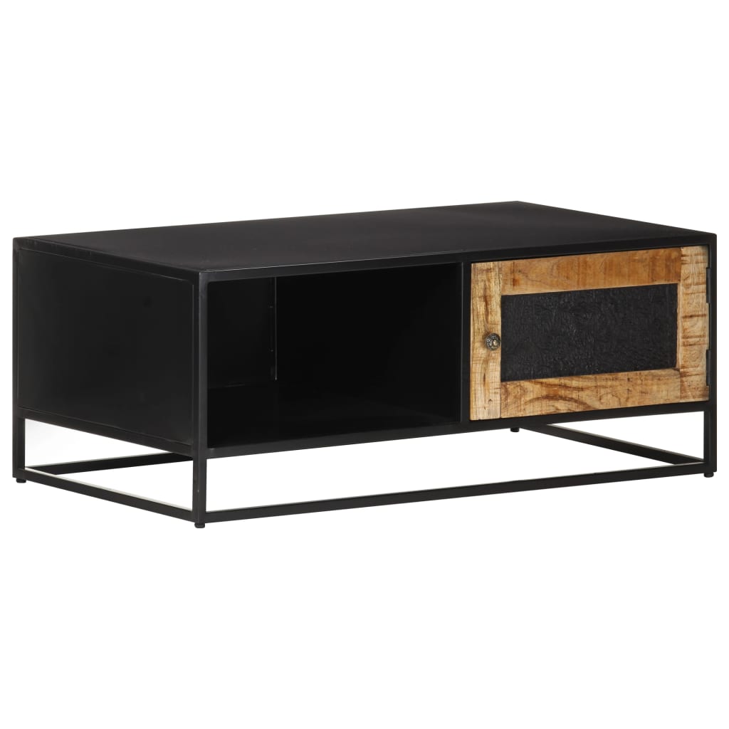 Masuta de cafea vidaXL, Lemn de mango brut, 90 x 50 x 35 cm, Negru cu maro