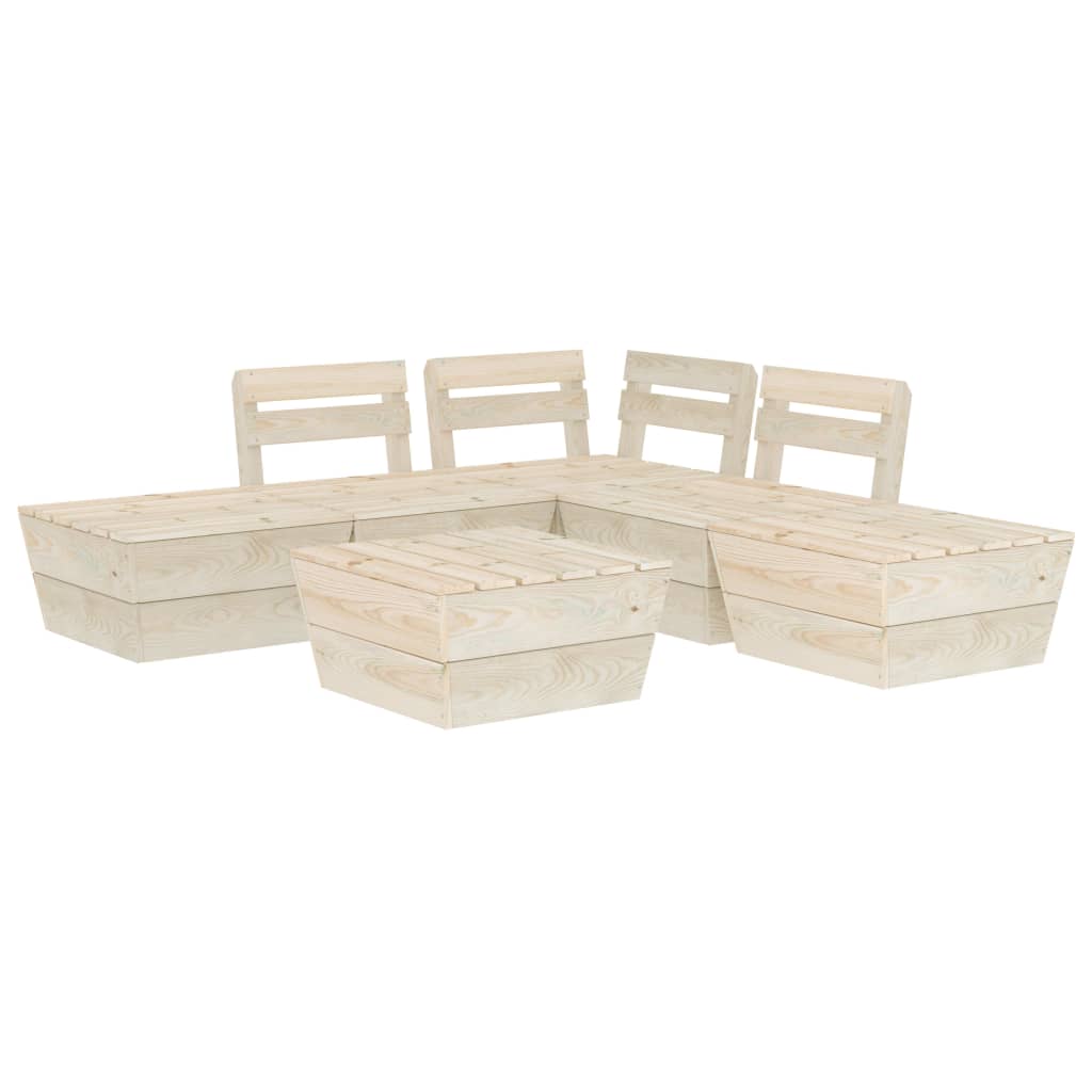 Set mobilier de gradina cu 2 canapele de mijloc, 1 canapea de colt si 3 tabureti, vidaXL, Lemn, 60 x 60 x 65 cm, Maro