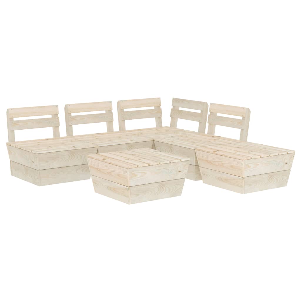 Mobilier de gradina din paleti cu 6 piese din lemn de molid, vidaXL, Lemn, 60 x 60 x 65 cm, Crem