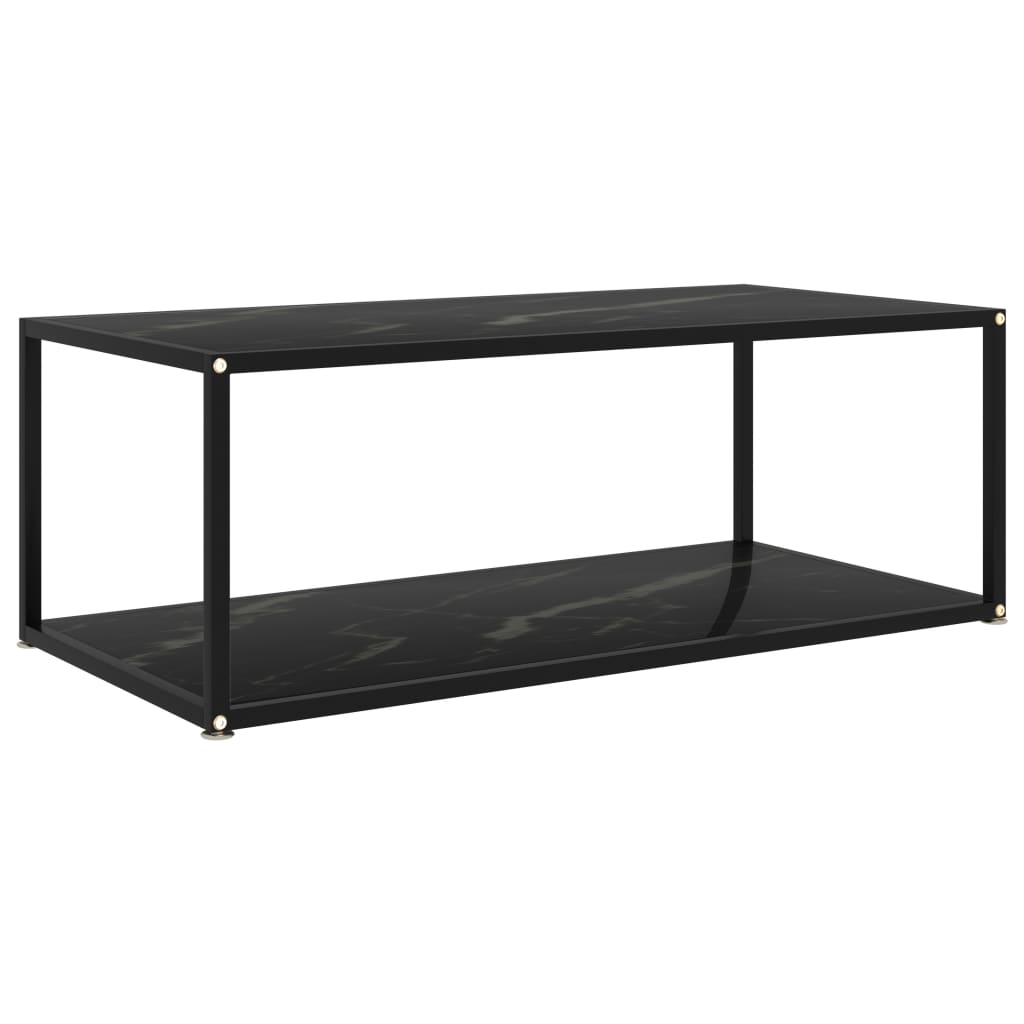 Masa de cafea/ceai, vidaXL, Sticla securizata/Metal, 100 x 50 x 35 cm, Negru