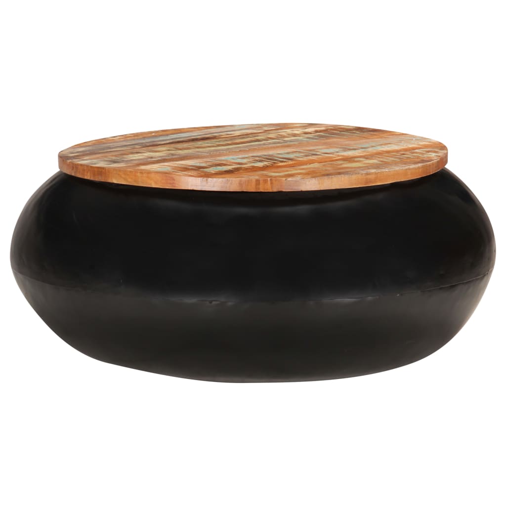 Masuta de cafea vidaXL, Lemn reciclat, 68 x 68 x 30 cm, Negru