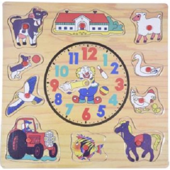 11 részes fa óra puzzle segédfogantyúval