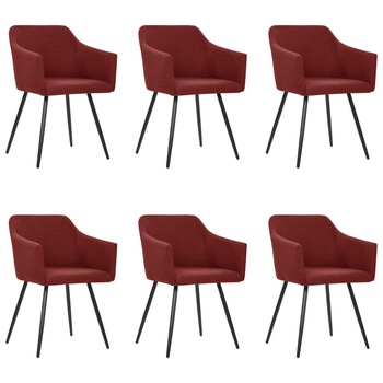 Set de 6 scaune elegante de bucatarie vidaXL, Textil/Metal, 54 x 62 x 80 cm, Grena