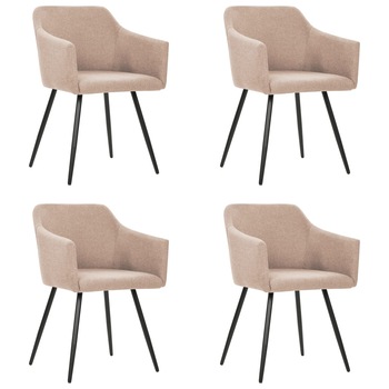 Set de 4 scaune elegante de bucatarie vidaXL, Textil/Metal, 54 x 62 x 80 cm, Maro Taupe