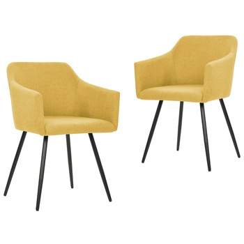 Set de 2 scaune elegante de bucatarie vidaXL, Textil/Metal, 54 x 62 x 80 cm, Galben