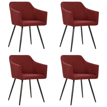 Set de 4 scaune de bucatarie, vidaXL, Textil/Metal, 54 x 62 x 80 cm, Grena Set de 4 scaune de bucatarie, vidaXL, Textil/Metal, 54 x 62 x 80 cm, Grena