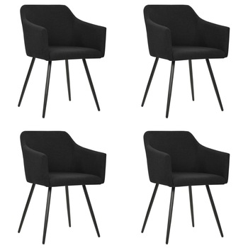 Set de 4 scaune elegante de bucatarie vidaXL, Textil/Metal, 54 x 62 x 80 cm, Negru