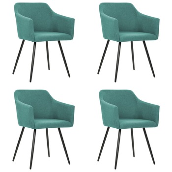 Set de 4 scaune elegante de bucatarie vidaXL, Textil/Metal, 54 x 62 x 80 cm, Verde