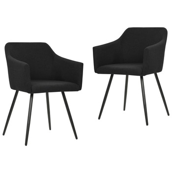 Set de 2 scaune elegante de bucatarie vidaXL, Textil/Metal, 54 x 62 x 80 cm, Negru