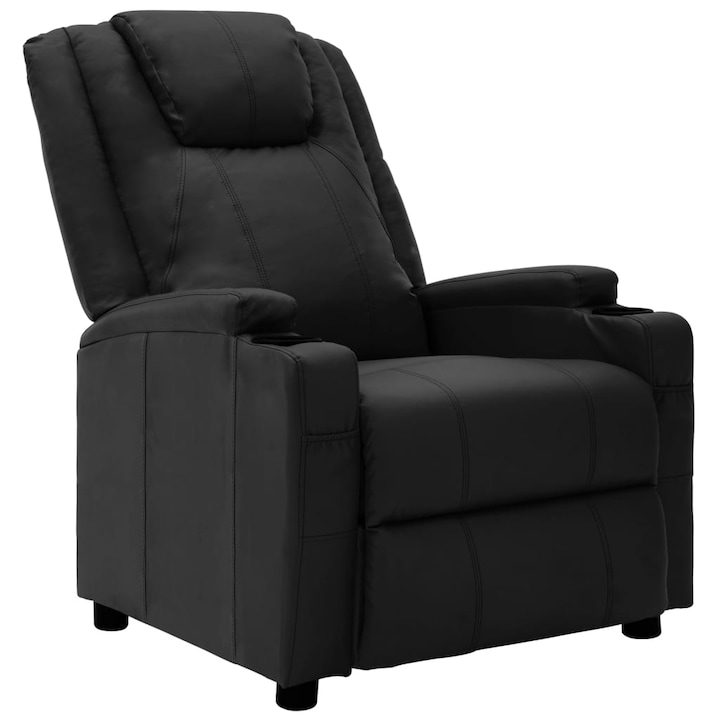 vidaXL fekete műbőr dönthető fotel állítható fejtámlával és lábtartóval 75 x 88 x 106 cm