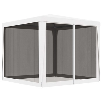 Pavilion de petrecere cu 4 pereti din plasa vidaXL, Tesatura, 250 x 250 cm, Alb Pavilion de petrecere cu 4 pereti din plasa vidaXL, Tesatura, 250 x 250 cm, Alb