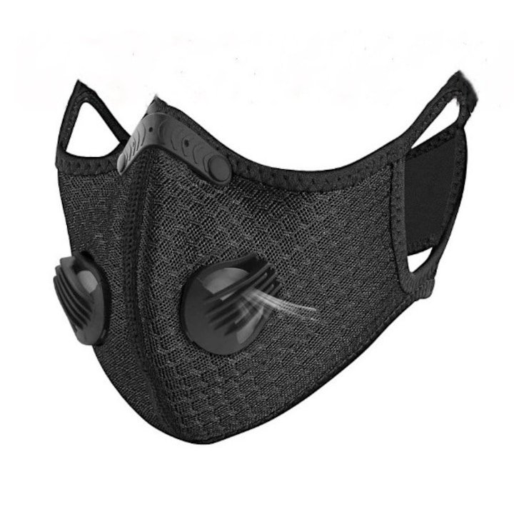 Текстилна защитна маска с филтър Neo Tex, Подвижна, Многократна, Филтър, Черен