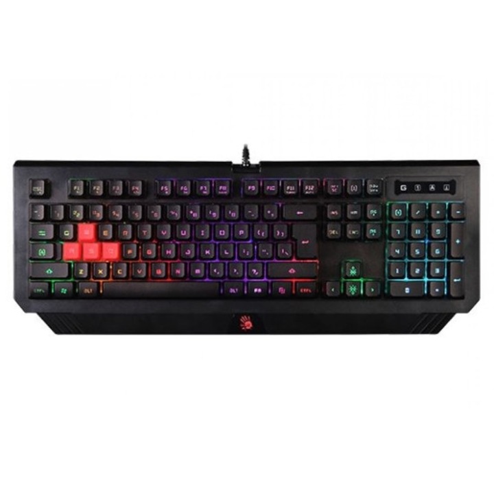 Bloody B120 billentyűzet, fekete, USB, multimédiás, neon vakító háttérvilágítással