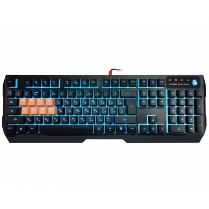 Bloody B188 billentyűzet, fekete, USB, multimédiás, neon vakító háttérvilágítással