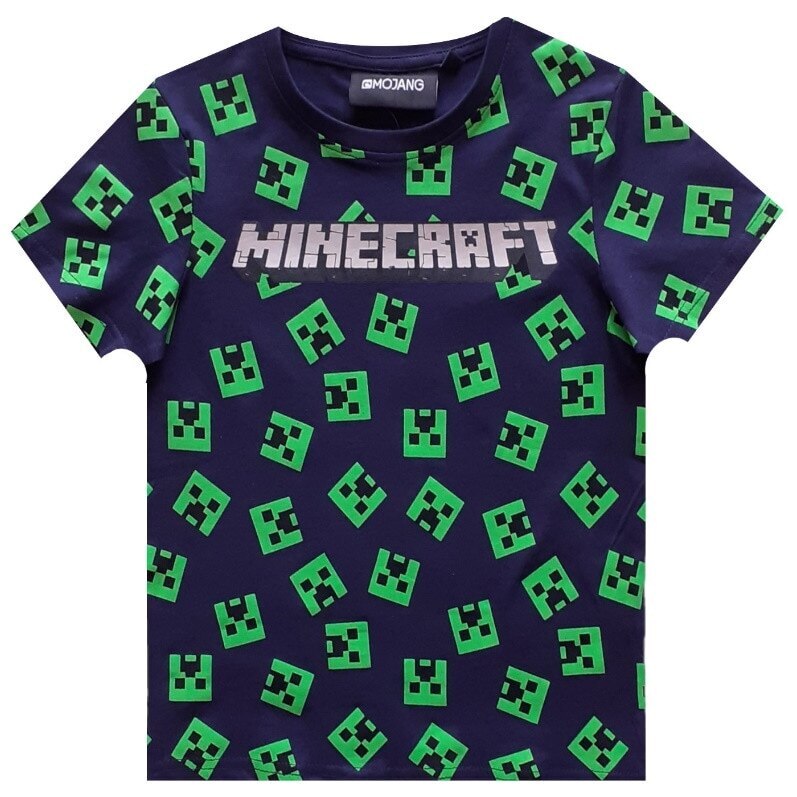 Tricou Minecraft Creeper Hostile, Bleumarin