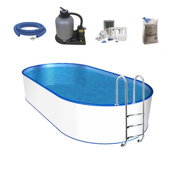 Set complet piscina ovala Hobby Pool din otel galvanizat 700x350x150 cm Set complet piscina ovala Hobby Pool din otel galvanizat 700x350x150 cm