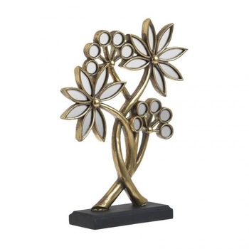 Decoratiune, copac cu oglinzi, din rasina, gold/black, 23 x 32 cm Decoratiune, copac cu oglinzi, din rasina, gold/black, 23 x 32 cm