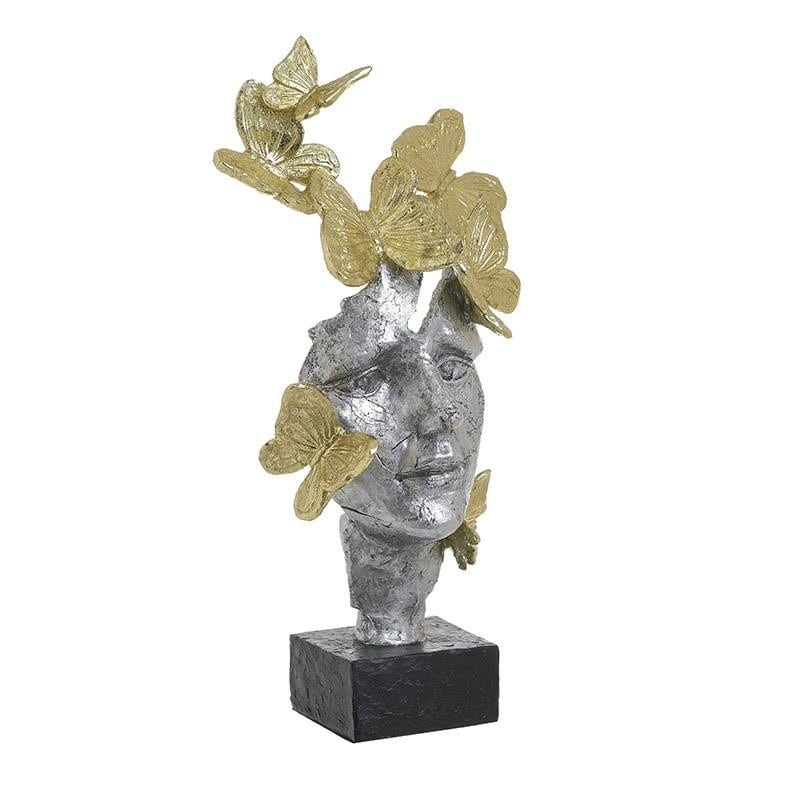 Decoratiune, masca, din rasina, gold/silver, 20 x 13 x 39 cm