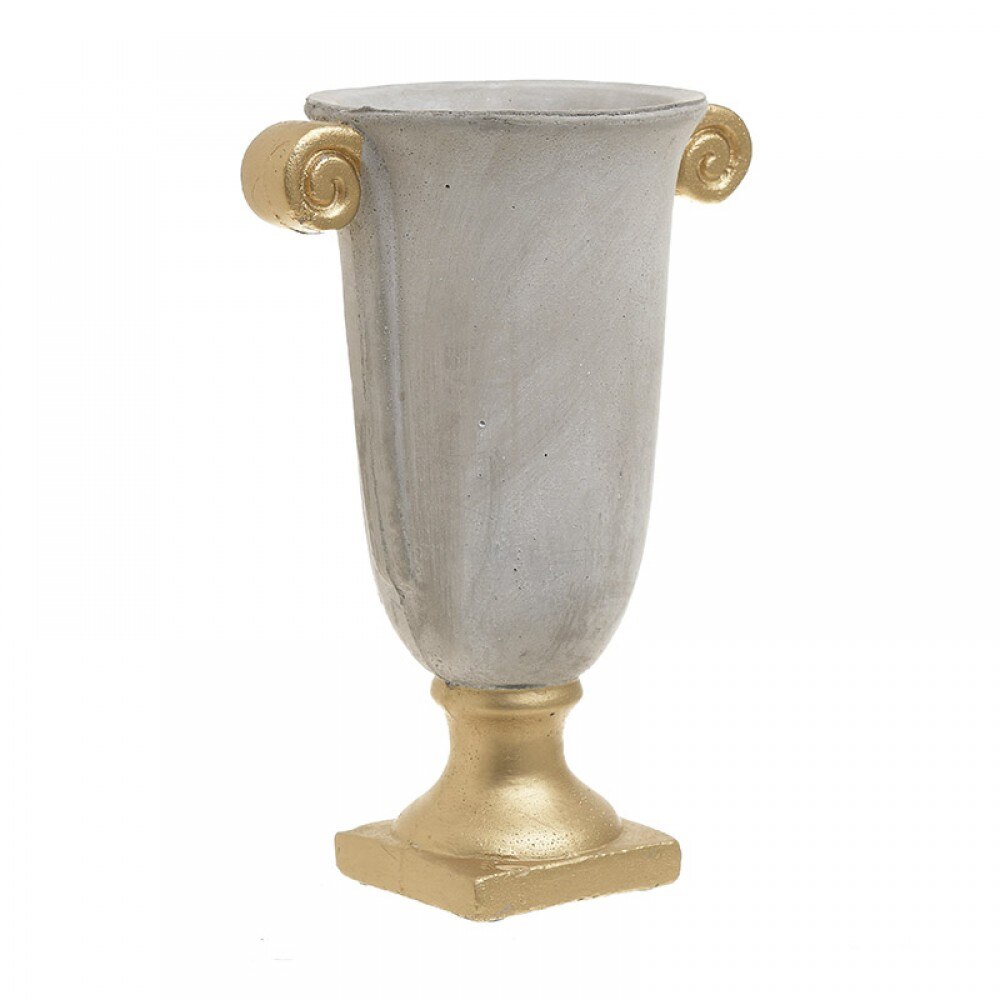Decoratiune, amfora, gri/gold, 24 x 17 x 32 cm