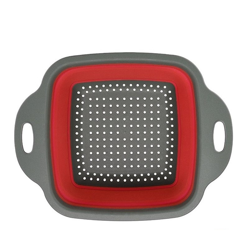 Strecuratoare profesionala pliabila din silicon, spalat fructe, curatat legume, Rosu, 19X24cm,patrata