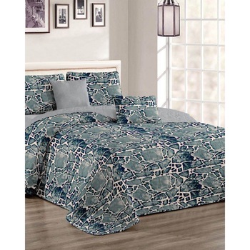 Cuvertura de pat + 2 Fete de Perne, Bumbac Tip Finet, Imprimata, Pat 2 persoane, C04-32 Cuvertura de pat + 2 Fete de Perne, Bumbac Tip Finet, Imprimata, Pat 2 persoane, C04-32