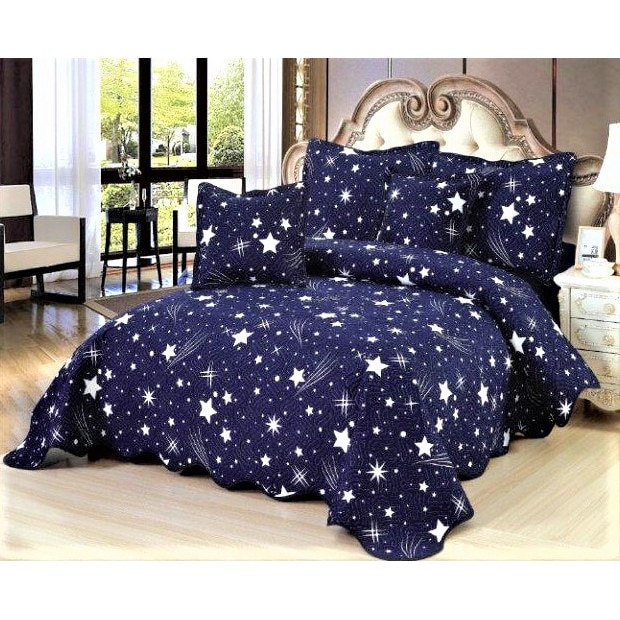 Cuvertura de pat dublu, Bumbac 100%, 5 piese, 230 x 250 cm, Cer Instelat