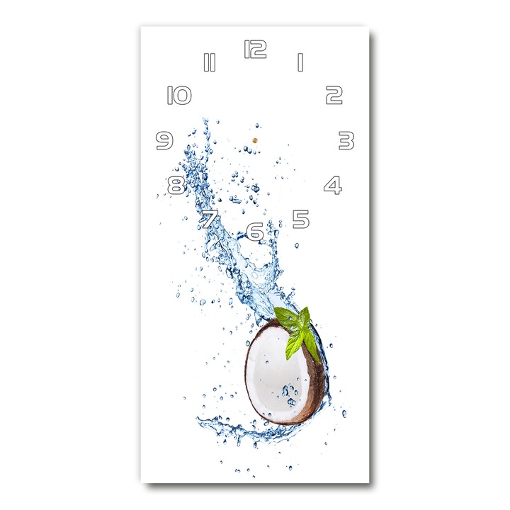 Dekoratív falióra, kókuszdió, barna, 30 cm x 60 cm