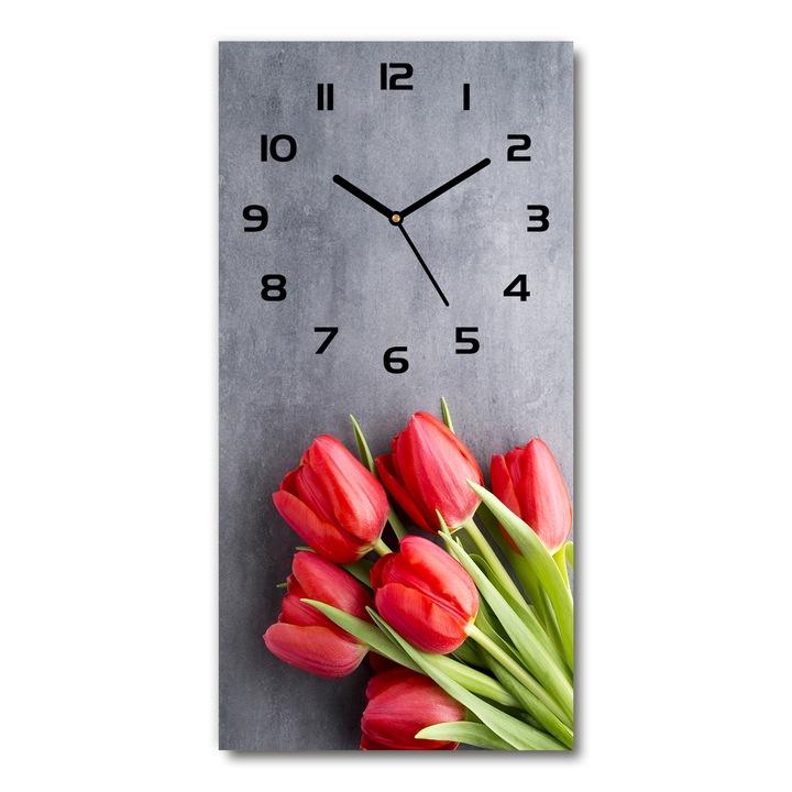 Falióra, Tulup, piros tulipánok, 30x60 cm, piros