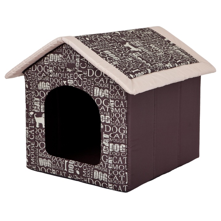 Casa pentru animale de companie, HobbyDog, Maro, Bej, Inscriptile, 70x60x63 cm