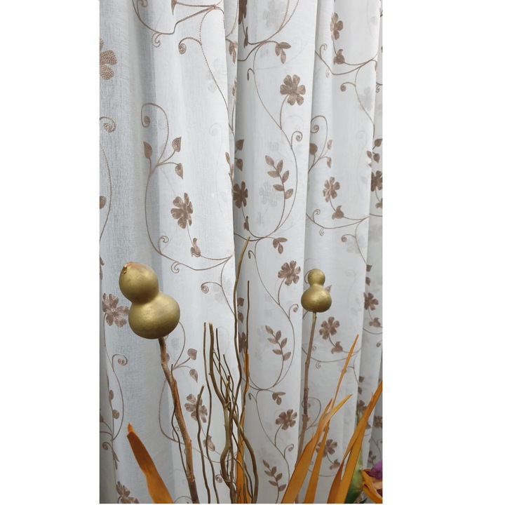 MASTEL függöny, hímzett, 350x245 cm, B1 modell, függöny ráncoló, elefántcsont