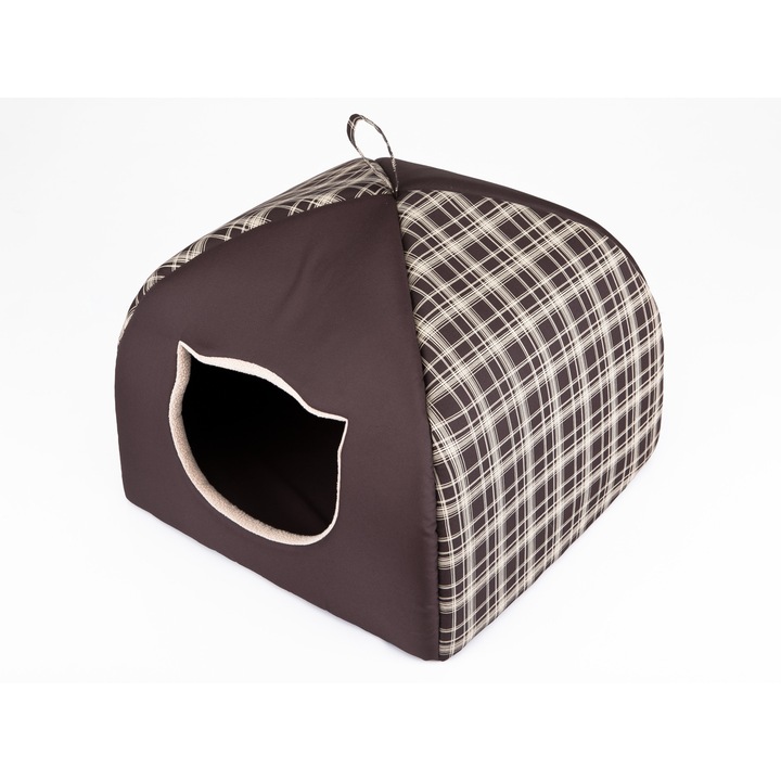 Kennel, kisállat ház "Igloo", HobbyDog, barna, kockás minta, Méret 2 - 42x42x35 cm