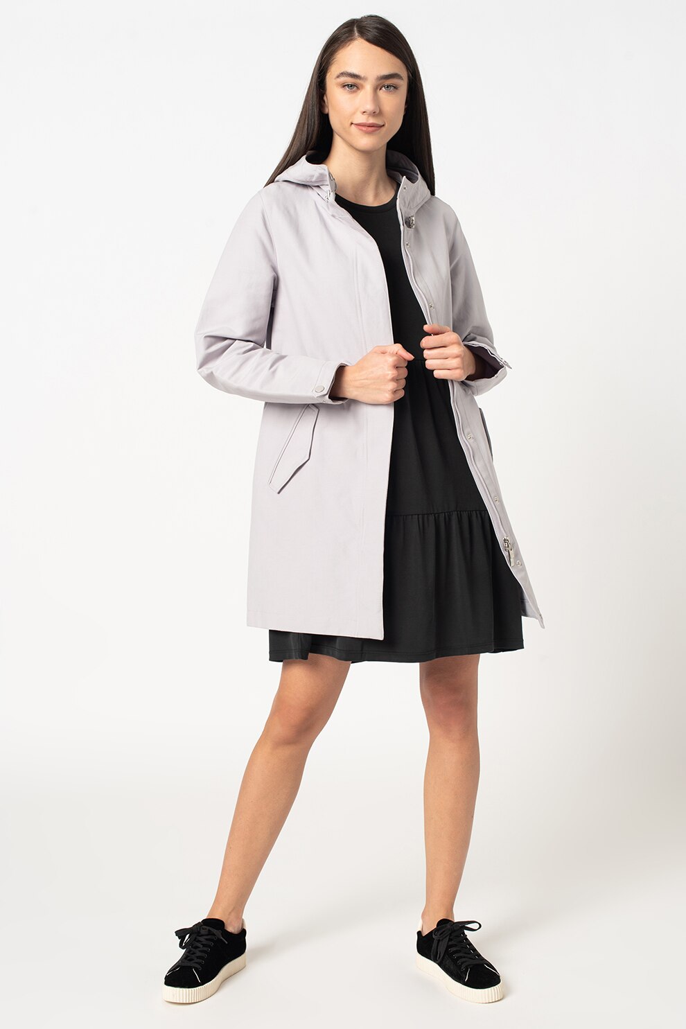 Romeo Gigli, Jacheta cu gluga si talie ajustabila, Gri deschis