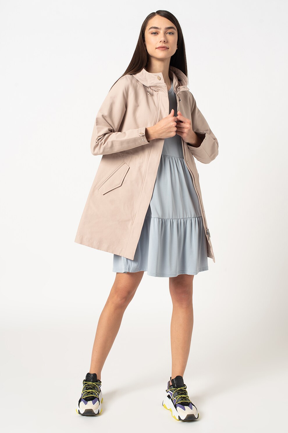 Romeo Gigli, Jacheta cu gluga si talie ajustabila, Bej