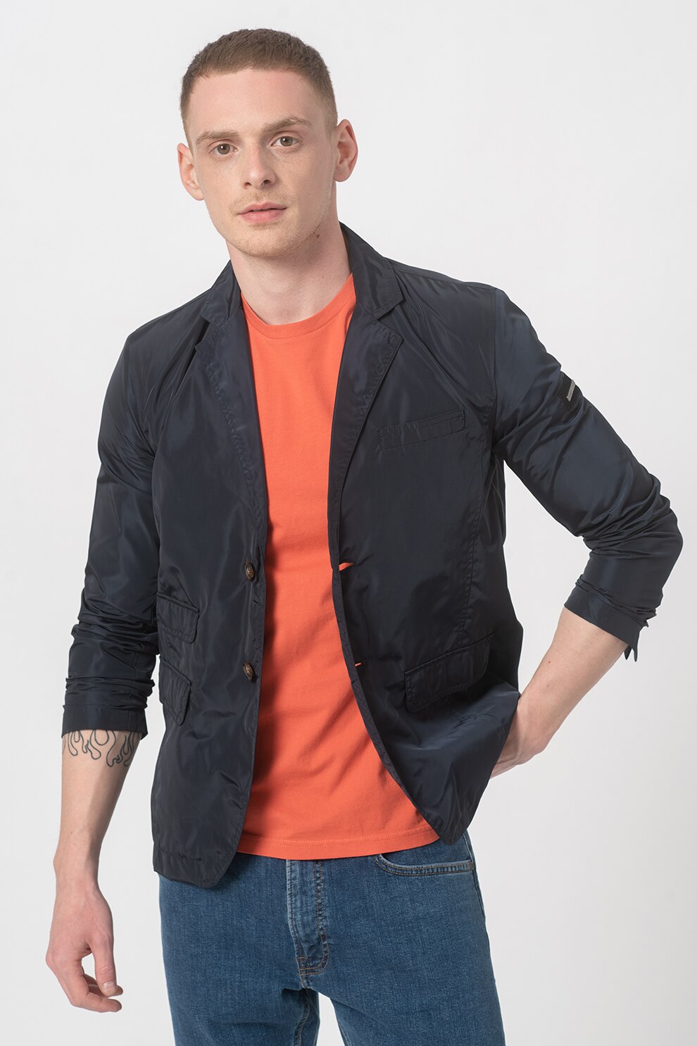 Romeo Gigli, Jacheta-sacou cu buzunare multiple, Bleumarin inchis