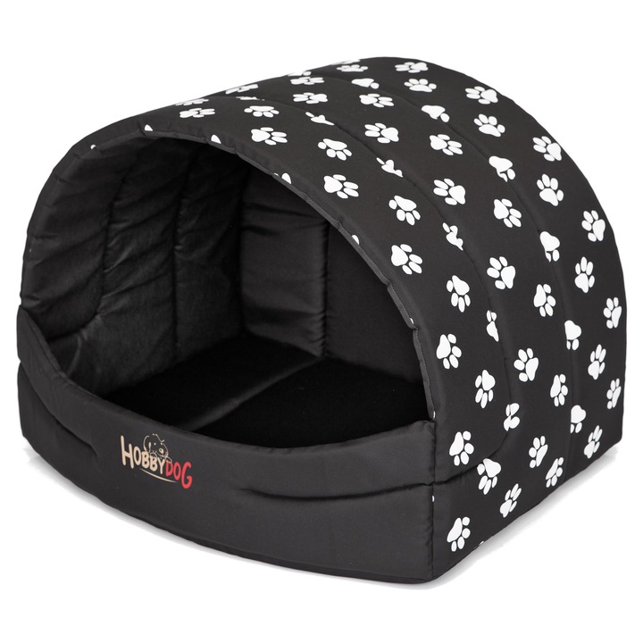 Drompter box doghouse Negru cu labele 60x49x42 cm