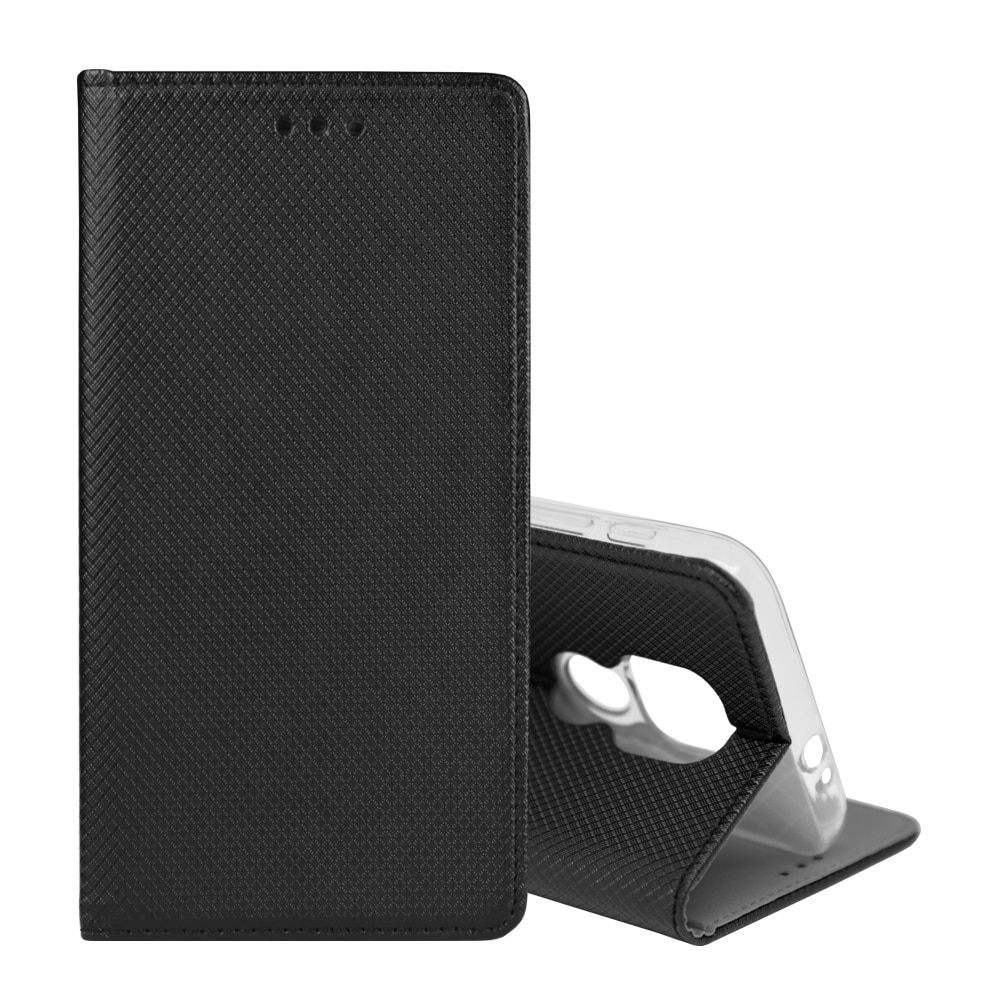 Husa Carte Smart cu Inchidere Magnetica pentru Motorola Moto G9 Play / Moto E7 Plus, Negru