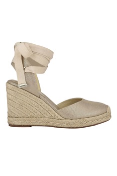 NINE WEST, Sandale tip espadrile cu talpa wedge si bareta infasurabila pe glezna Friend, Auriu, 9.5 NINE WEST, Sandale tip espadrile cu talpa wedge si bareta infasurabila pe glezna Friend, Auriu, 9.5