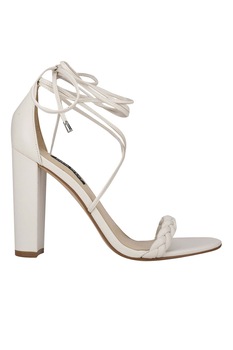 NINE WEST, Sandale cu model petrecut si bareta impletita Monikka, Alb, 8.5 NINE WEST, Sandale cu model petrecut si bareta impletita Monikka, Alb, 8.5