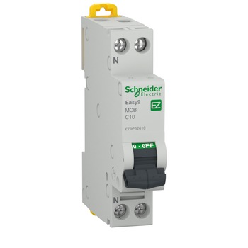 Siguranta eletrica automata Schneider Easy9, 1P+N, 10A, 4500 C, termo-magnetic, Clipsabil Siguranta eletrica automata Schneider Easy9, 1P+N, 10A, 4500 C, termo-magnetic, Clipsabil