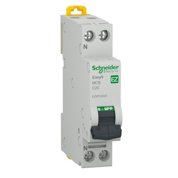 Siguranta eletrica automata Schneider Easy9, 1P+N, 20A, 4500 C, termo-magnetic, Clipsabil Siguranta eletrica automata Schneider Easy9, 1P+N, 20A, 4500 C, termo-magnetic, Clipsabil