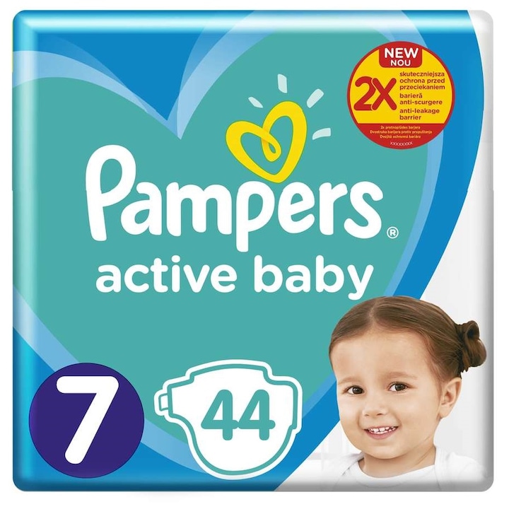 Pampers Active Baby Scutece Giant Pack, Nr.7,15 kg,44 buc