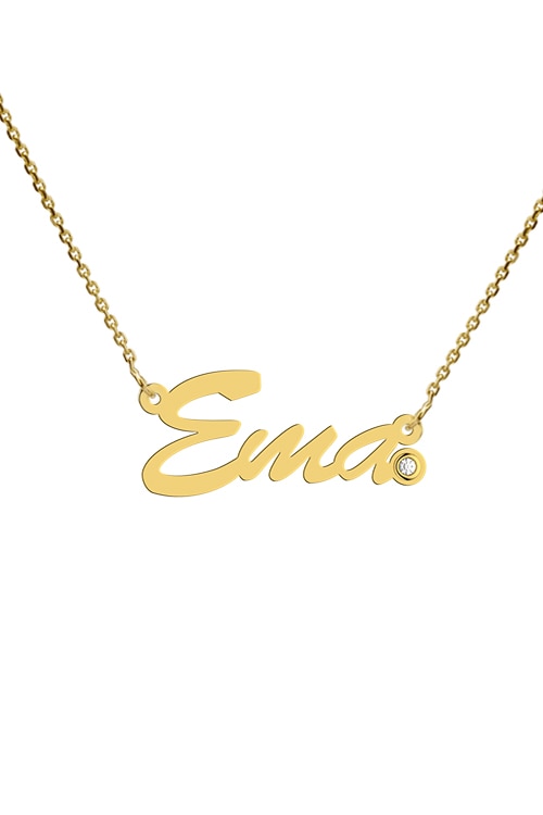 Colier aur galben 14K, Coriolan, nume Ema, diamant 0.01 carate GVS1, 42-45 cm