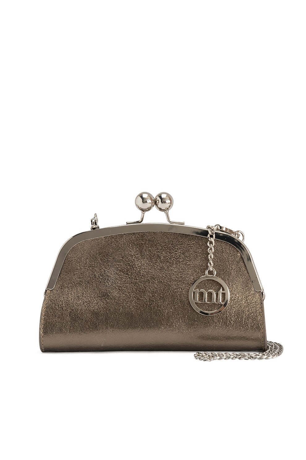 Mia Tomazzi, Geanta plic de piele cu inchidere magnetica, Bronz/Argintiu