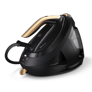 Statie de calcat cu abur Philips PerfectCare Seria 8000 PSG8130/80, 2700W, 8.5 bari, jet de abur continuu 170 g/min, jet de abur 700g, talpa SteamGlide Elite, OptimalTemp, rezervor 1.8L, Easy De-Calc Plus, oprire automata, negru