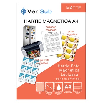 Hartie magnetica matte A4, VeriSub, alb, 21x29.7 cm Hartie magnetica matte A4, VeriSub, alb, 21x29.7 cm