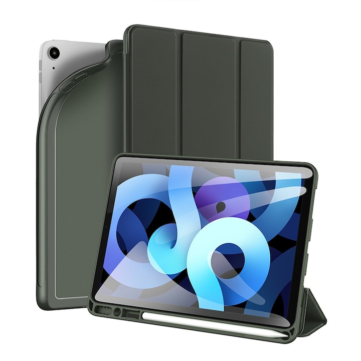 iPad Air 2020 (iPad Air 4) Dux Ducis Osom aktív flip szilikon tablet tok, Sötétzöld