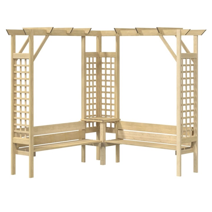 vidaXL impregnált fenyőfa sarokpergola paddal 59 kg 44950
