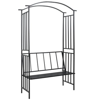 Arcada de gradina cu banca, vidaXL, Fier, 128 x 50 x 207 cm, Negru Arcada de gradina cu banca, vidaXL, Fier, 128 x 50 x 207 cm, Negru