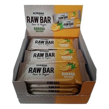Pachet 18 batoane naturale vegane Korona RAW BAR, Proteine din banane si canepa, 18x30 g Pachet 18 batoane naturale vegane Korona RAW BAR, Proteine din banane si canepa, 18x30 g