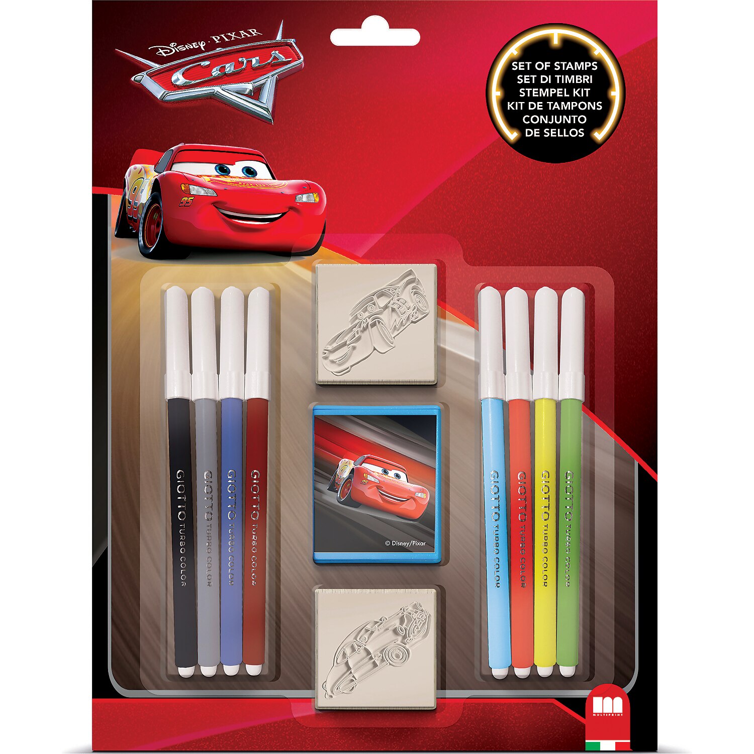 Set pictura 11 piese, 2 stampile, tus si 8 carioci Cars, Multiprint